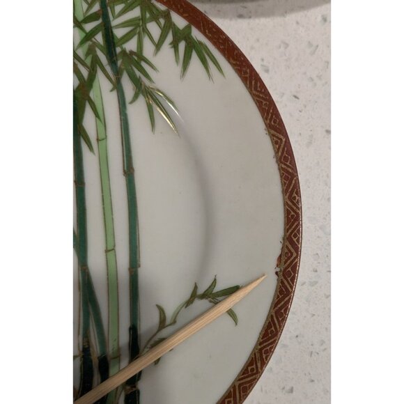 Set Of 3 Kutani Eggshell China bread dessert Plates Bamboo Design Geometric Bord - Picture 6 of 11